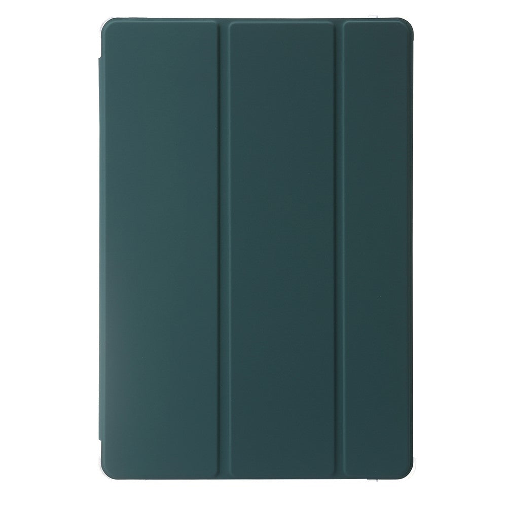 Til Samsung Galaxy Tab S9+ Trefloldbart Stativ Smart Cover PU Læder+Akryl+TPU Transparent Tabletetui