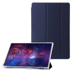 Til Samsung Galaxy Tab S9+ Trefloldbart Stativ Smart Cover PU Læder+Akryl+TPU Transparent Tabletetui