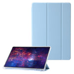 Til Samsung Galaxy Tab S9+ Trefloldbart Stativ Smart Cover PU Læder+Akryl+TPU Transparent Tabletetui