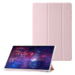 Til Samsung Galaxy Tab S9+ Trefloldbart Stativ Smart Cover PU Læder+Akryl+TPU Transparent Tabletetui