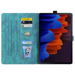 For Samsung Galaxy Tab S9+ PU Leather Card Holder Cover Flower Cat Imprinted Tablet Stand Case