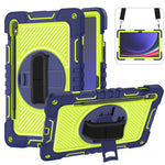 Shockproof Case for Samsung Galaxy Tab S9 Kickstand Silicone+PC Tablet Cover with Wrist Band / Shoulder Strap