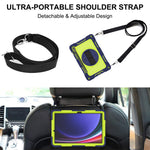 Shockproof Case for Samsung Galaxy Tab S9 Kickstand Silicone+PC Tablet Cover with Wrist Band / Shoulder Strap