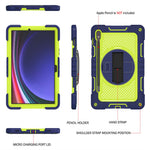 Shockproof Case for Samsung Galaxy Tab S9 Kickstand Silicone+PC Tablet Cover with Wrist Band / Shoulder Strap