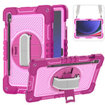 Shockproof Case for Samsung Galaxy Tab S9 Kickstand Silicone+PC Tablet Cover with Wrist Band / Shoulder Strap