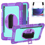 Shockproof Case for Samsung Galaxy Tab S9 Kickstand Silicone+PC Tablet Cover with Wrist Band / Shoulder Strap