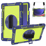Protective Kickstand Case for Samsung Galaxy Tab S9+ Anti-Drop Silicone+PC Tablet Cover with Wrist Band / Shoulder Strap