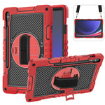 Protective Kickstand Case for Samsung Galaxy Tab S9+ Anti-Drop Silicone+PC Tablet Cover with Wrist Band / Shoulder Strap