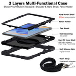 Silicone + PC Tablet Cover for Huawei MatePad 11 (2023) Shockproof Kickstand Cover with Wrist Band  /  Shoulder Strap