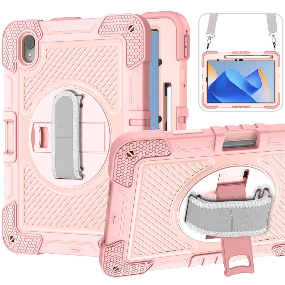 Silicone + PC Tablet Cover for Huawei MatePad 11 (2023) Shockproof Kickstand Cover with Wrist Band  /  Shoulder Strap