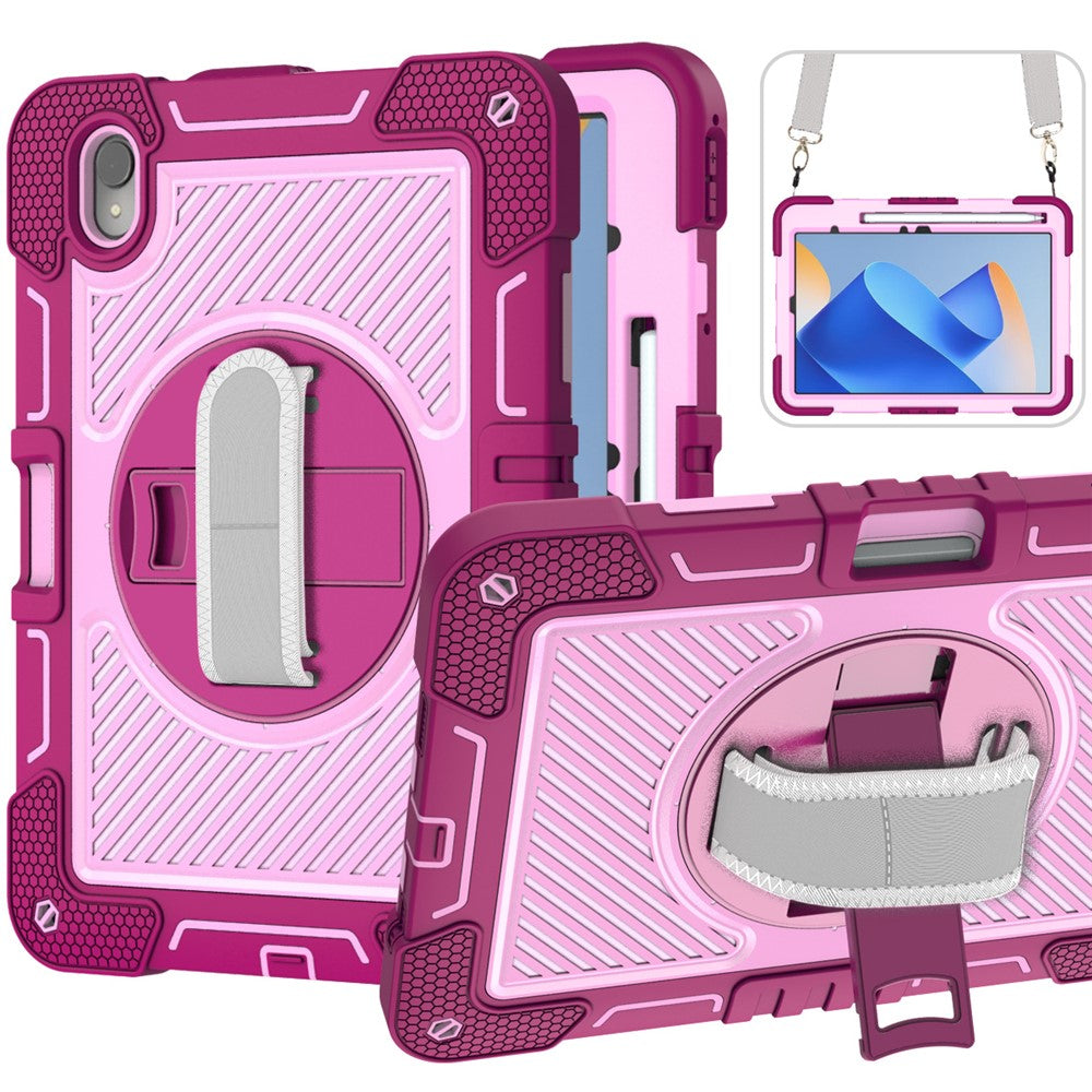 Silicone + PC Tablet Cover for Huawei MatePad 11 (2023) Shockproof Kickstand Cover with Wrist Band  /  Shoulder Strap
