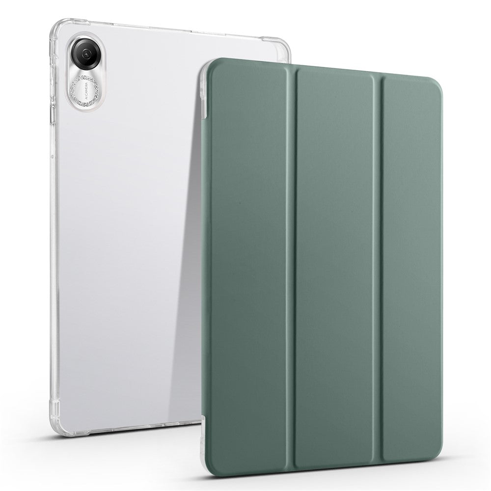 For Honor Pad X8 Pro / Pad X9 Trifold Stand Tablet Case Pen Slot PU Leather Transparent TPU Back Cover