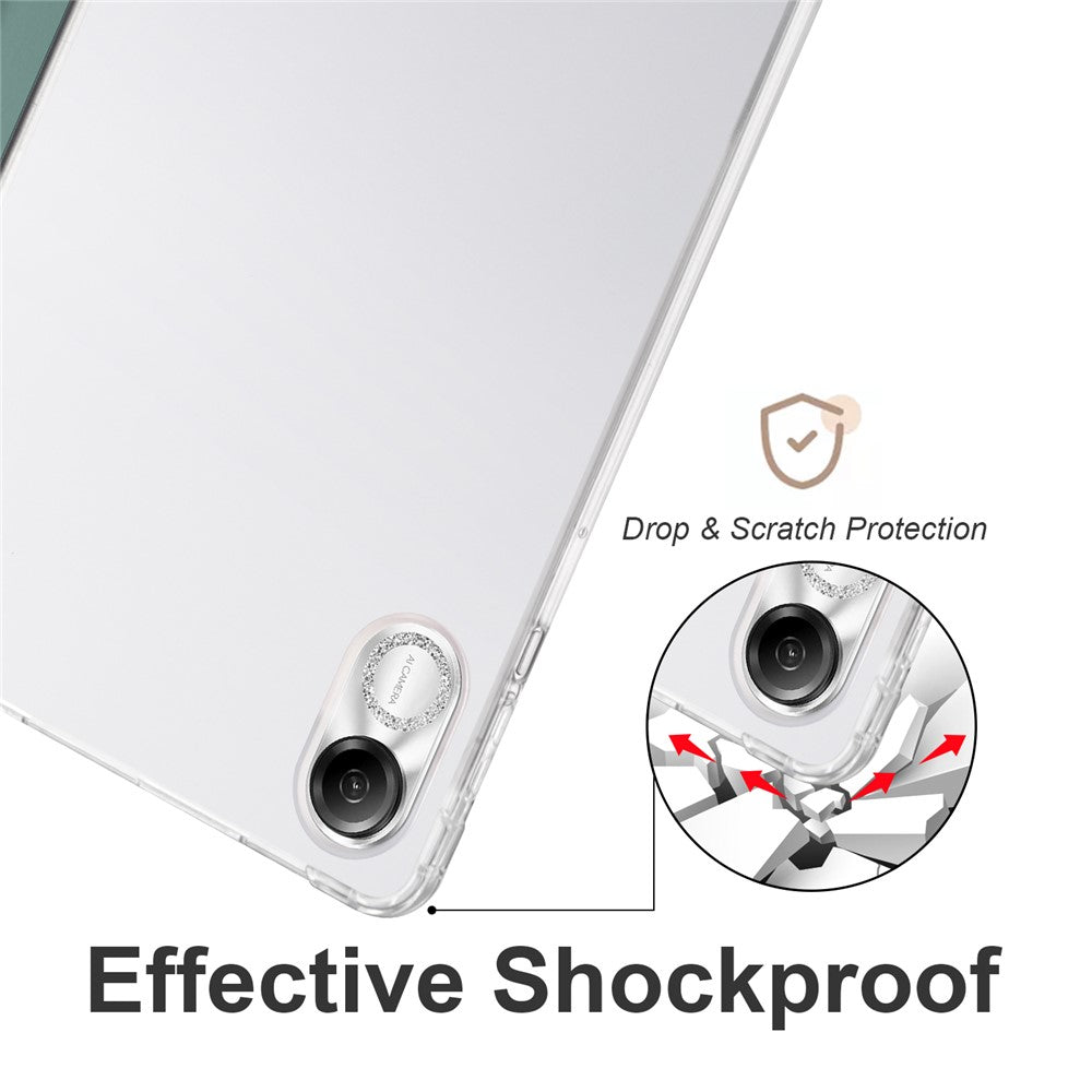 For Honor Pad X8 Pro / Pad X9 Trifold Stand Tablet Case Pen Slot PU Leather Transparent TPU Back Cover