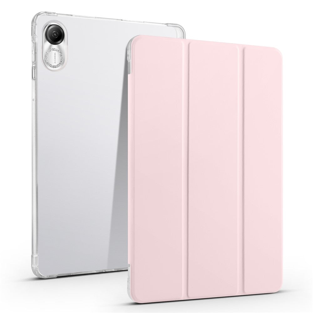 For Honor Pad X8 Pro / Pad X9 Trifold Stand Tablet Case Pen Slot PU Leather Transparent TPU Back Cover