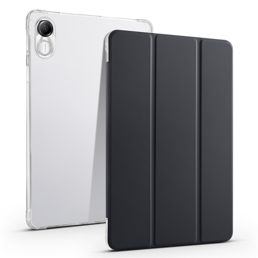 For Honor Pad X8 Pro / Pad X9 Trifold Stand Tablet Case Pen Slot PU Leather Transparent TPU Back Cover