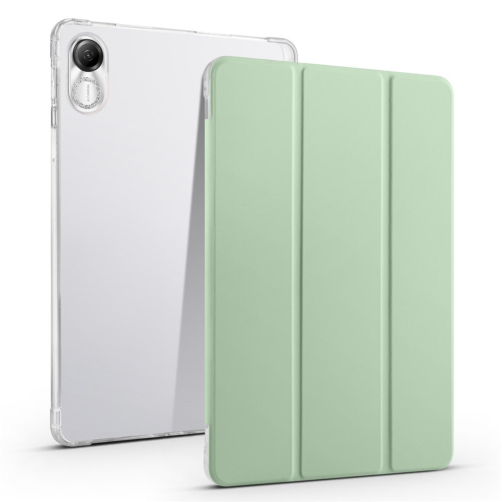 For Honor Pad X8 Pro / Pad X9 Trifold Stand Tablet Case Pen Slot PU Leather Transparent TPU Back Cover