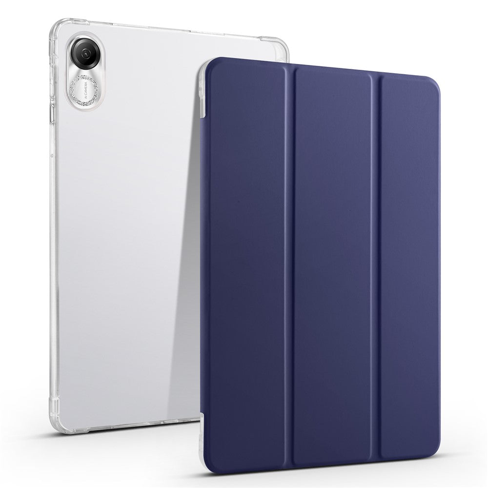 For Honor Pad X8 Pro / Pad X9 Trifold Stand Tablet Case Pen Slot PU Leather Transparent TPU Back Cover