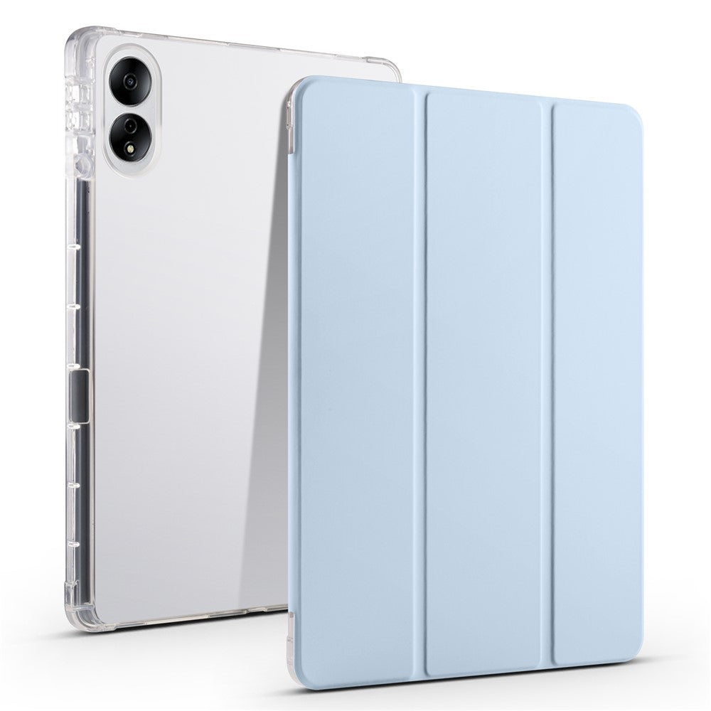 Til Honor MagicPad 13 PU Læder Gennemsigtigt TPU Tablet Cover Trefoldigt Stativ Tablet Etui med Blyantsholder