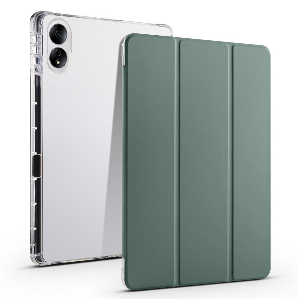 Til Honor MagicPad 13 PU Læder Gennemsigtigt TPU Tablet Cover Trefoldigt Stativ Tablet Etui med Blyantsholder