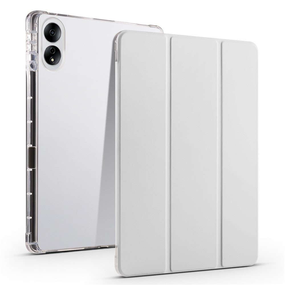 Til Honor MagicPad 13 PU Læder Gennemsigtigt TPU Tablet Cover Trefoldigt Stativ Tablet Etui med Blyantsholder
