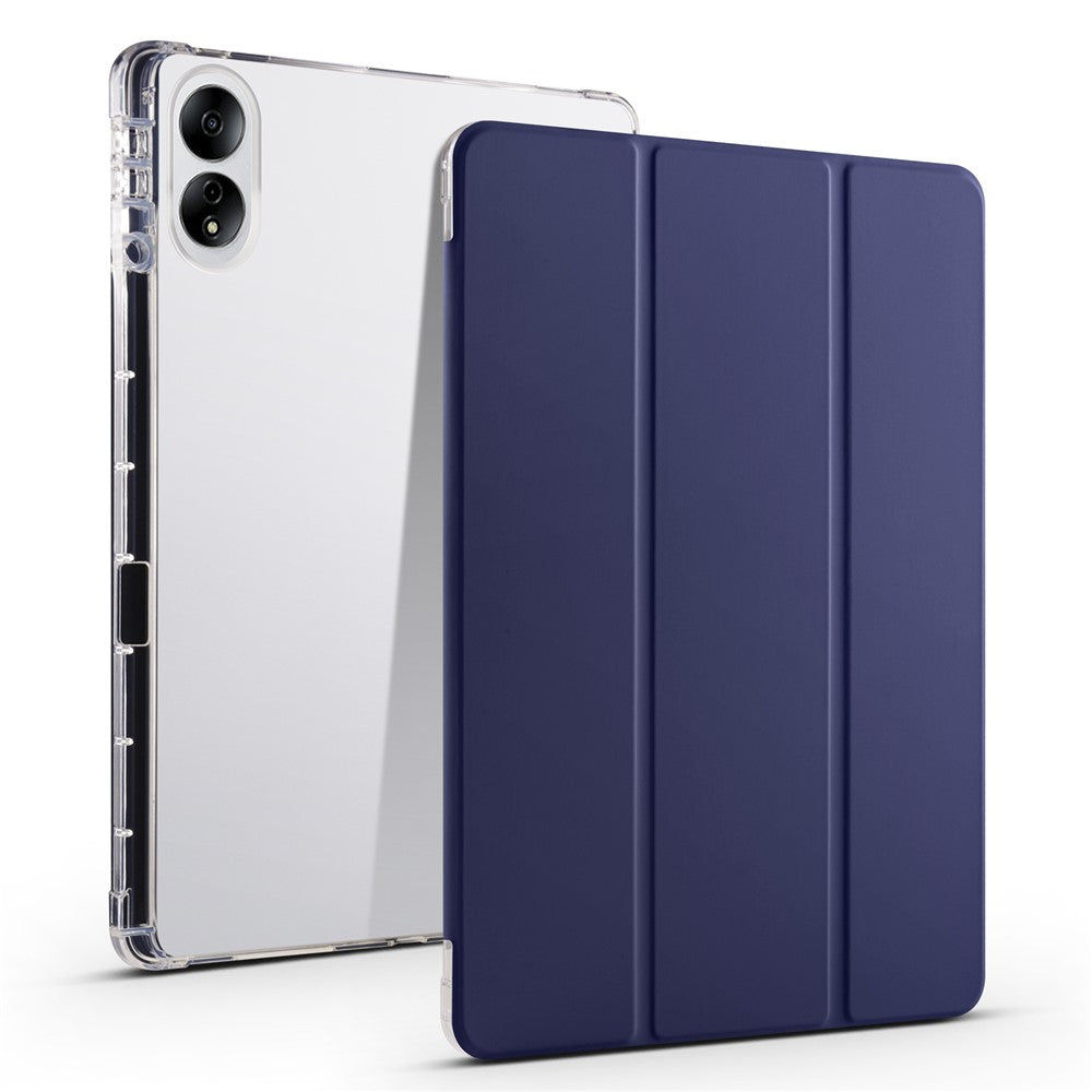 Til Honor MagicPad 13 PU Læder Gennemsigtigt TPU Tablet Cover Trefoldigt Stativ Tablet Etui med Blyantsholder