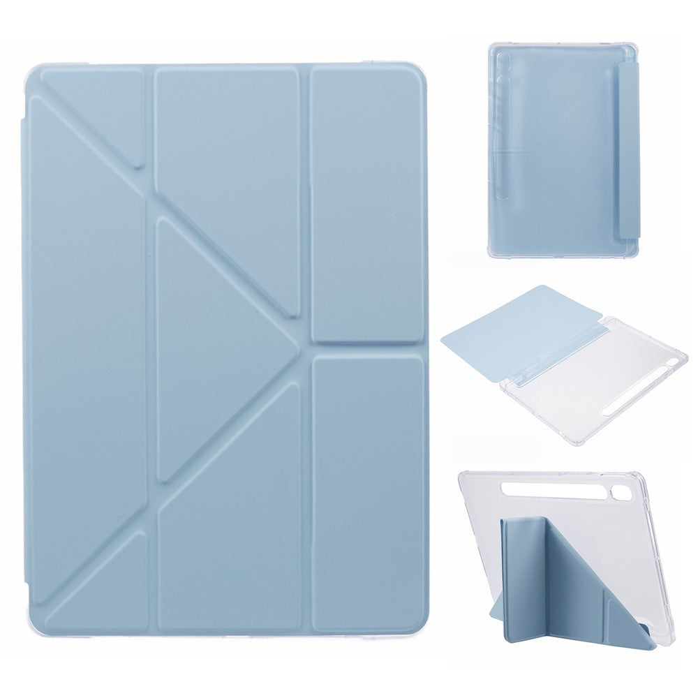 For Samsung Galaxy Tab S9 PU+Acrylic+TPU Case Origami Tri-fold Stand Tablet Cover Auto Wake  /  Sleep Shockproof Case