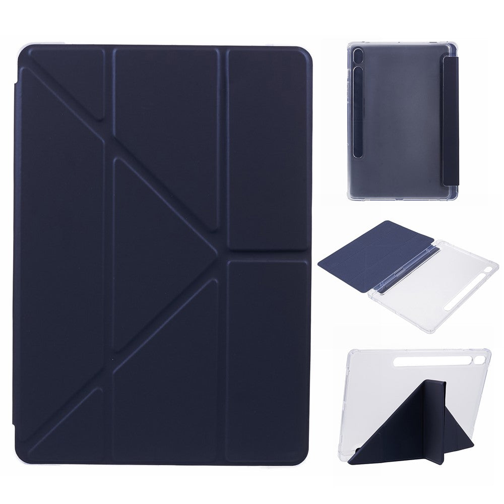 For Samsung Galaxy Tab S9 PU+Acrylic+TPU Case Origami Tri-fold Stand Tablet Cover Auto Wake  /  Sleep Shockproof Case