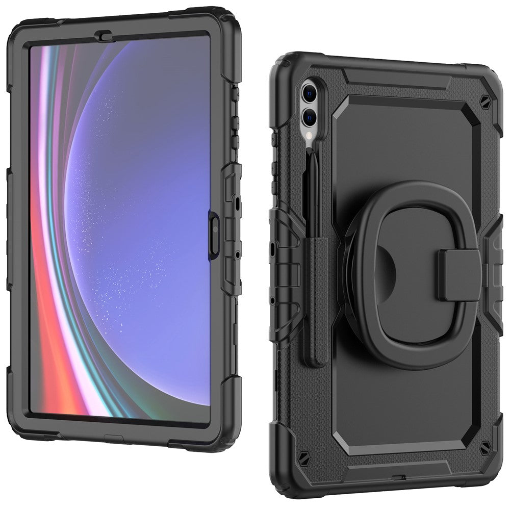 For Samsung Samsung Galaxy Tab S10+ / S9+ SM-X810 / X816B / X818U PC+Silicone Tablet Case Hand Grip Kickstand Cover with Shoulder Strap