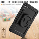 For Samsung Samsung Galaxy Tab S10+ / S9+ SM-X810 / X816B / X818U PC+Silicone Tablet Case Hand Grip Kickstand Cover with Shoulder Strap