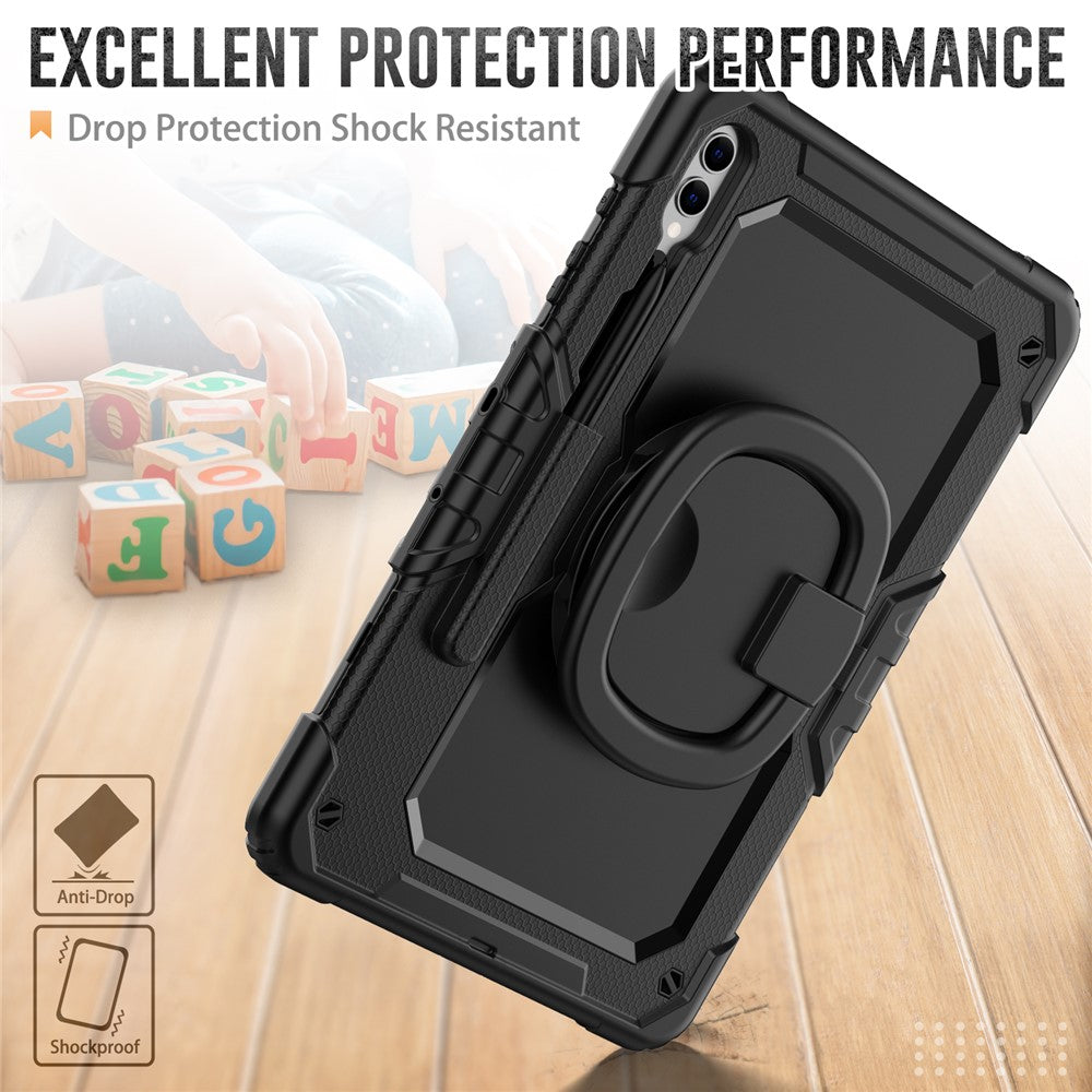 For Samsung Samsung Galaxy Tab S10+ / S9+ SM-X810 / X816B / X818U PC+Silicone Tablet Case Hand Grip Kickstand Cover with Shoulder Strap