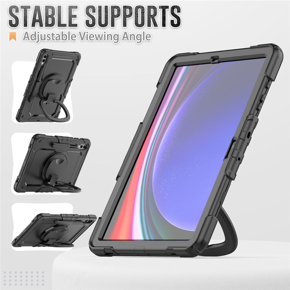 For Samsung Samsung Galaxy Tab S10+ / S9+ SM-X810 / X816B / X818U PC+Silicone Tablet Case Hand Grip Kickstand Cover with Shoulder Strap