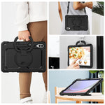 For Samsung Samsung Galaxy Tab S10+ / S9+ SM-X810 / X816B / X818U PC+Silicone Tablet Case Hand Grip Kickstand Cover with Shoulder Strap