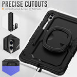 For Samsung Samsung Galaxy Tab S10+ / S9+ SM-X810 / X816B / X818U PC+Silicone Tablet Case Hand Grip Kickstand Cover with Shoulder Strap