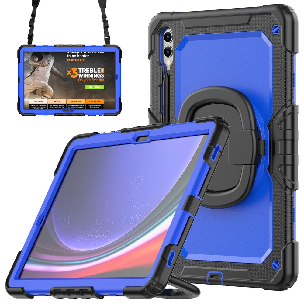 For Samsung Samsung Galaxy Tab S10+ / S9+ SM-X810 / X816B / X818U PC+Silicone Tablet Case Hand Grip Kickstand Cover with Shoulder Strap
