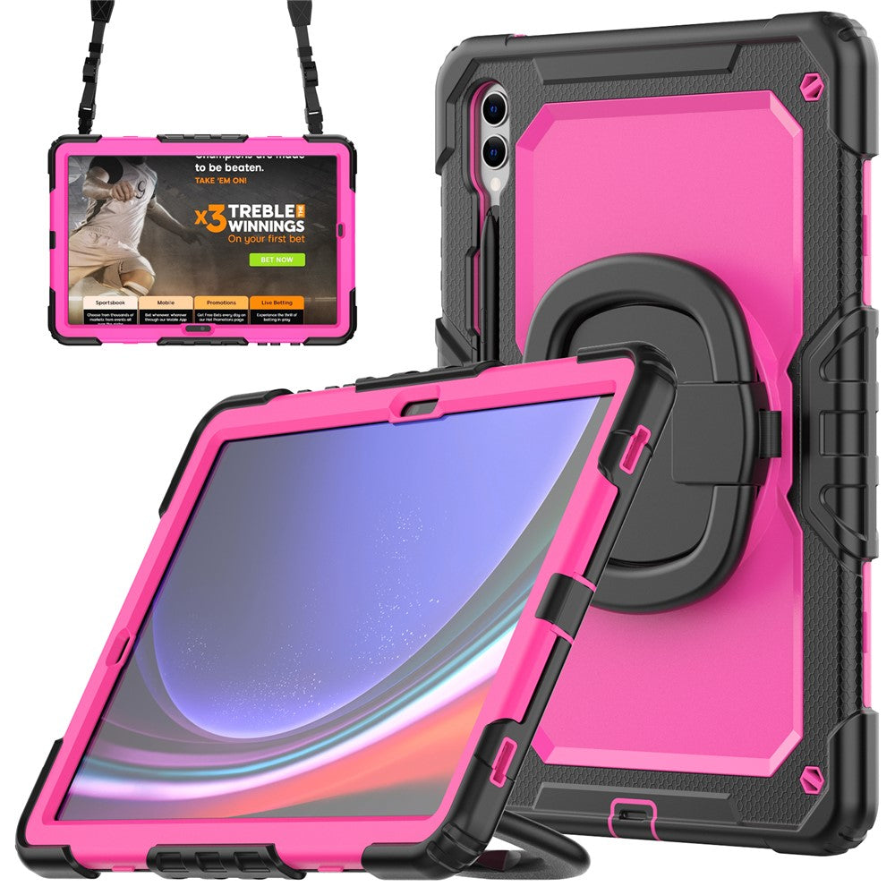 For Samsung Samsung Galaxy Tab S10+ / S9+ SM-X810 / X816B / X818U PC+Silicone Tablet Case Hand Grip Kickstand Cover with Shoulder Strap