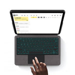 Til Samsung Galaxy Tab S10 FE / S9 FE / S9 læderetui + touchpad Bluetooth-kompatibelt tastatur med baggrundsbelysning