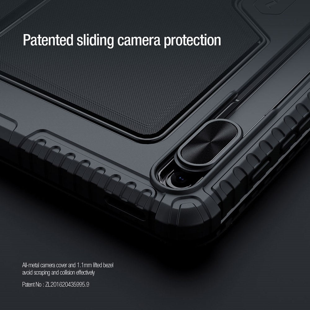 NILLKIN Bumper baggrundsbelyst Bluetooth-kompatibelt tastaturetui til Samsung Galaxy Tab S7 FE / Tab S7+ / Tab S8+ Aftageligt beskyttende tabletcover