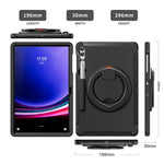 Samsung Galaxy Tab S10+ X826 / S9 FE+ / S7+ T970 / Tab S7 FE T730 / Tab S8+ X800 / Tab S9+ X810 Fodral PC+TPU Roterande Stativ Surfplatta Skydd med Pennhållare