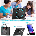 Samsung Galaxy Tab S10+ X826 / S9 FE+ / S7+ T970 / Tab S7 FE T730 / Tab S8+ X800 / Tab S9+ X810 Fodral PC+TPU Roterande Stativ Surfplatta Skydd med Pennhållare