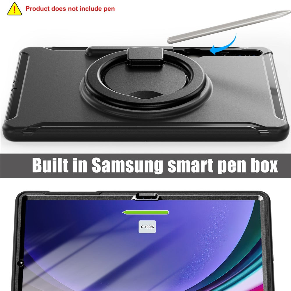 Samsung Galaxy Tab S10+ X826 / S9 FE+ / S7+ T970 / Tab S7 FE T730 / Tab S8+ X800 / Tab S9+ X810 Fodral PC+TPU Roterande Stativ Surfplatta Skydd med Pennhållare