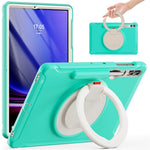 Samsung Galaxy Tab S10+ X826 / S9 FE+ / S7+ T970 / Tab S7 FE T730 / Tab S8+ X800 / Tab S9+ X810 Fodral PC+TPU Roterande Stativ Surfplatta Skydd med Pennhållare