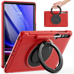 Samsung Galaxy Tab S10+ X826 / S9 FE+ / S7+ T970 / Tab S7 FE T730 / Tab S8+ X800 / Tab S9+ X810 Fodral PC+TPU Roterande Stativ Surfplatta Skydd med Pennhållare