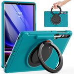 Samsung Galaxy Tab S10+ X826 / S9 FE+ / S7+ T970 / Tab S7 FE T730 / Tab S8+ X800 / Tab S9+ X810 Fodral PC+TPU Roterande Stativ Surfplatta Skydd med Pennhållare