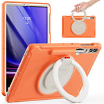 Samsung Galaxy Tab S10+ X826 / S9 FE+ / S7+ T970 / Tab S7 FE T730 / Tab S8+ X800 / Tab S9+ X810 Fodral PC+TPU Roterande Stativ Surfplatta Skydd med Pennhållare