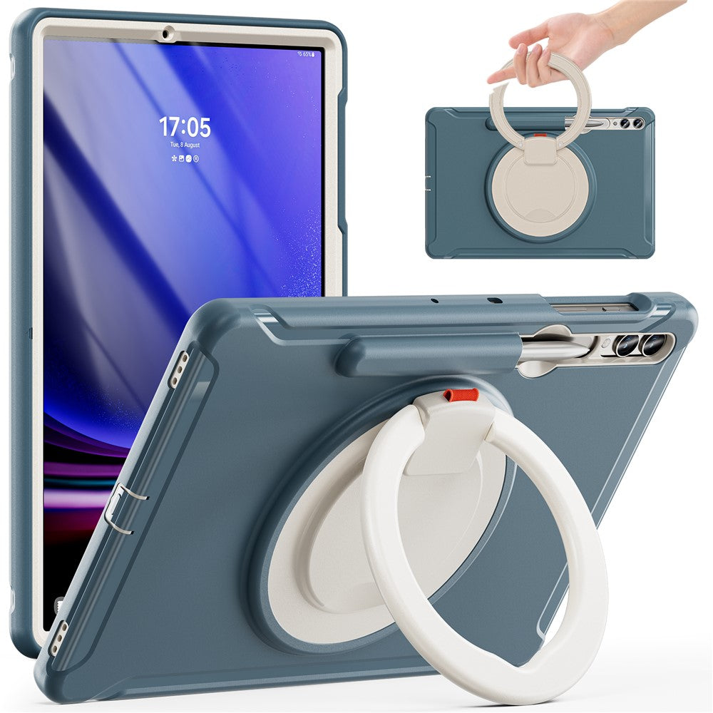 Samsung Galaxy Tab S10+ X826 / S9 FE+ / S7+ T970 / Tab S7 FE T730 / Tab S8+ X800 / Tab S9+ X810 Fodral PC+TPU Roterande Stativ Surfplatta Skydd med Pennhållare