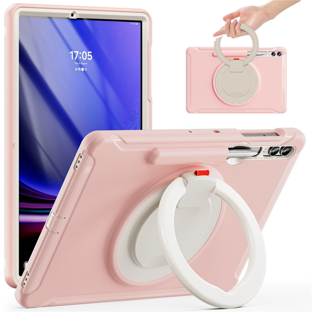 Samsung Galaxy Tab S10+ X826 / S9 FE+ / S7+ T970 / Tab S7 FE T730 / Tab S8+ X800 / Tab S9+ X810 Fodral PC+TPU Roterande Stativ Surfplatta Skydd med Pennhållare