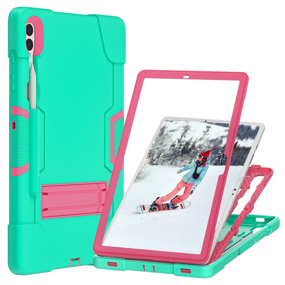 Robot Style Tablet Case for Samsung Galaxy Tab S9+ , Kickstand Dual Color Silicone + PC Tablet Cover