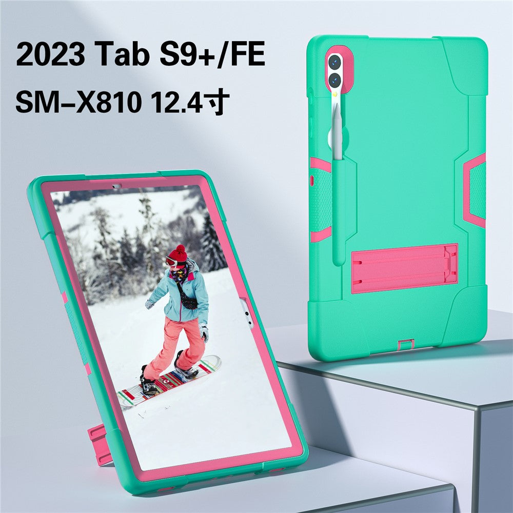 Robot Style Tablet Case for Samsung Galaxy Tab S9+ , Kickstand Dual Color Silicone + PC Tablet Cover
