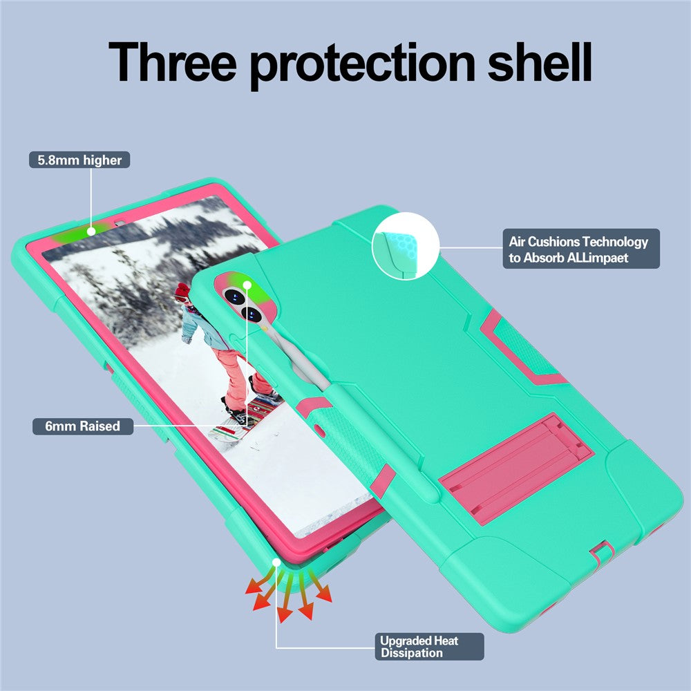 Robot Style Tablet Case for Samsung Galaxy Tab S9+ , Kickstand Dual Color Silicone + PC Tablet Cover
