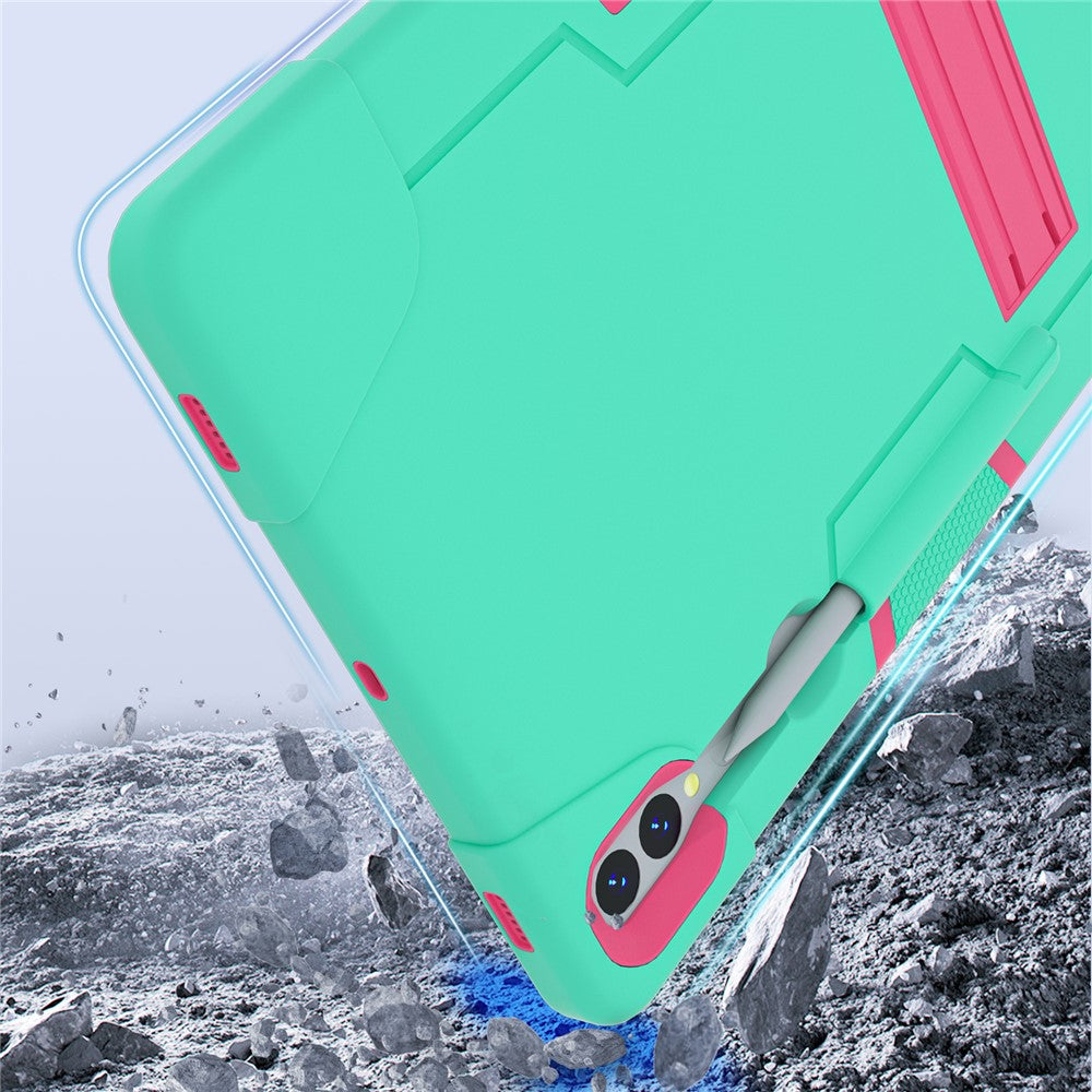 Robot Style Tablet Case for Samsung Galaxy Tab S9+ , Kickstand Dual Color Silicone + PC Tablet Cover